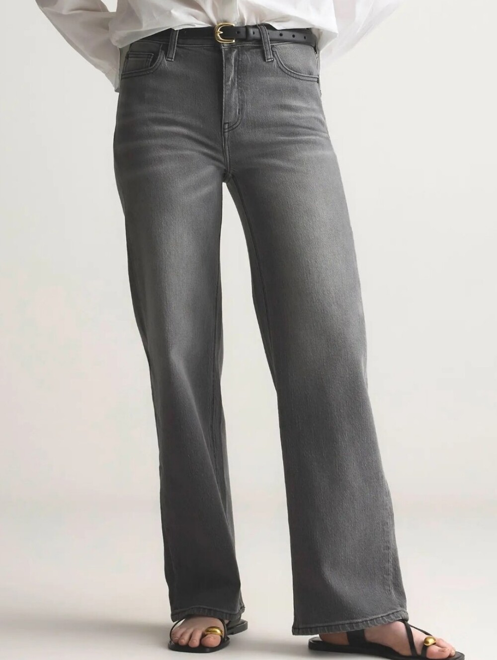 Quince 33 Bella Stretch Relaxed Straight Stonewashed Gray 90's Organic Cotton